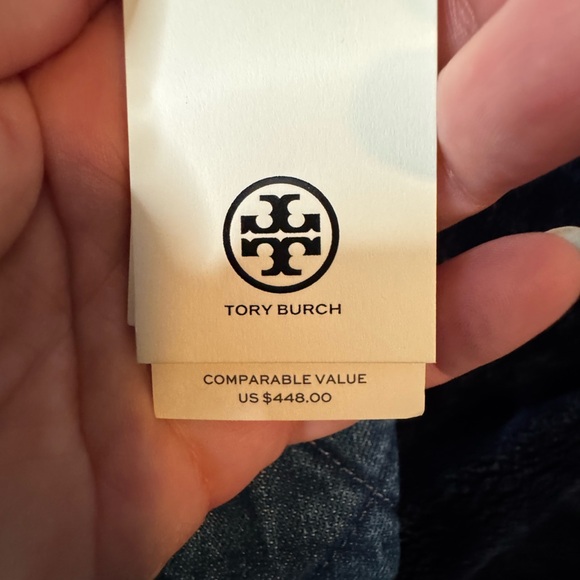NWT Tory Burch Denim Blue Purse w/silver Chain Shoulder Bag - Picture 9 of 9